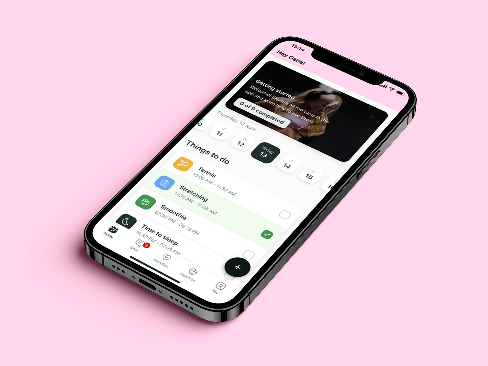 A mockup of the coaching app showcasing the features.